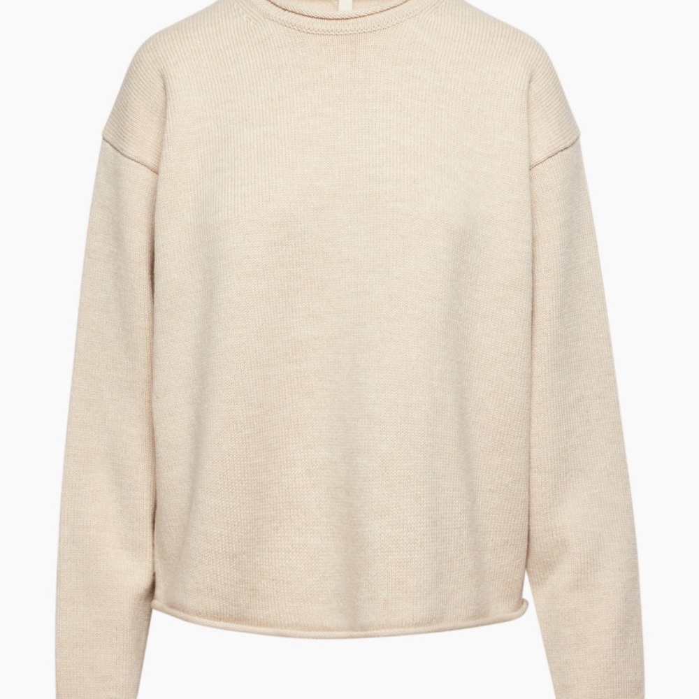 Aritzia The Babaton Group The Study Sweater 100% Wool Cream Rolled Crewneck